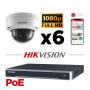 Kit vidéosurveillance PoE 6 caméras IP dôme full HD 2MP