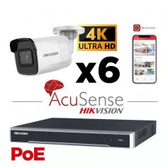Kit vidéosurveillance 6 caméras 4K H265+ EasyIP 4.0 avec micro intégré et AcuSense vision de nuit 40 mètres