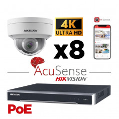 Kit vidéosurveillance 8 caméras anti-vandalisme Hikvision 4K IA AcuSense H265+ vision de nuit 30 mètres EXIR 2.0