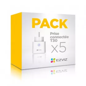 Pack de 5 prises connectées Wi-Fi EZVIZ T30-A compatible Google Assistant et Amazon Alexa