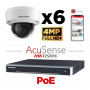 Kit vidéosurveillance 6 caméras 4MP H265+ EasyIP 2.0 Plus AcuSense vision de nuit 30 mètres