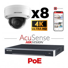 Kit vidéosurveillance 8 caméras anti-vandalisme Hikvision 4K H265+ IA AcuSense vision de nuit 30 mètres