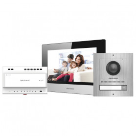 Kit interphone vidéo couleur 2 fils en aluminium Hikvision DS-KIS702/S