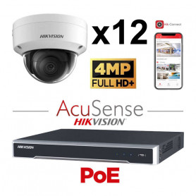 Kit vidéosurveillance 12 caméras antivandale 4MP H265+ EasyIP 2.0 Plus AcuSense vision de nuit 30 mètres
