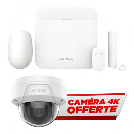 Kit alarme sans fil + caméra 4K offerte - alarme WIFI et 4G Hikvision AX PRO DS-PWA96-KIT-WE + caméra 4K HiLook IPC-D180H