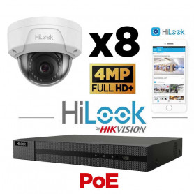 Kit vidéosurveillance 8 caméras HiLook antivandale 4MP H265+ vision de nuit 30 mètres EXIR 2.0
