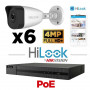 Kit vidéosurveillance 6 caméras HiLook 4MP H265+ vision de nuit 30 mètres EXIR 2.0